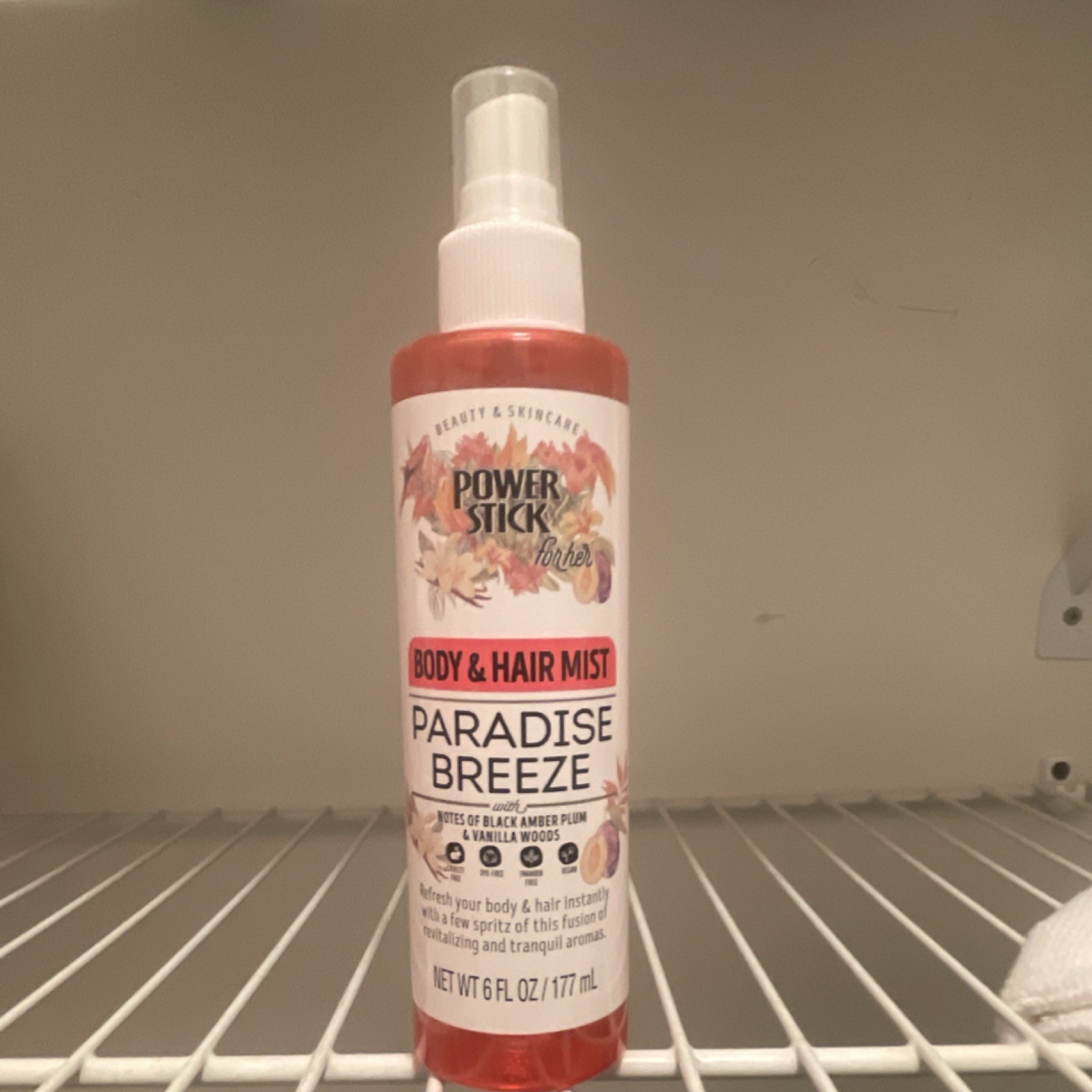 Power Stick Paradise Breeze Body & Hair Mist 6 fl oz Women Black Amber Plum