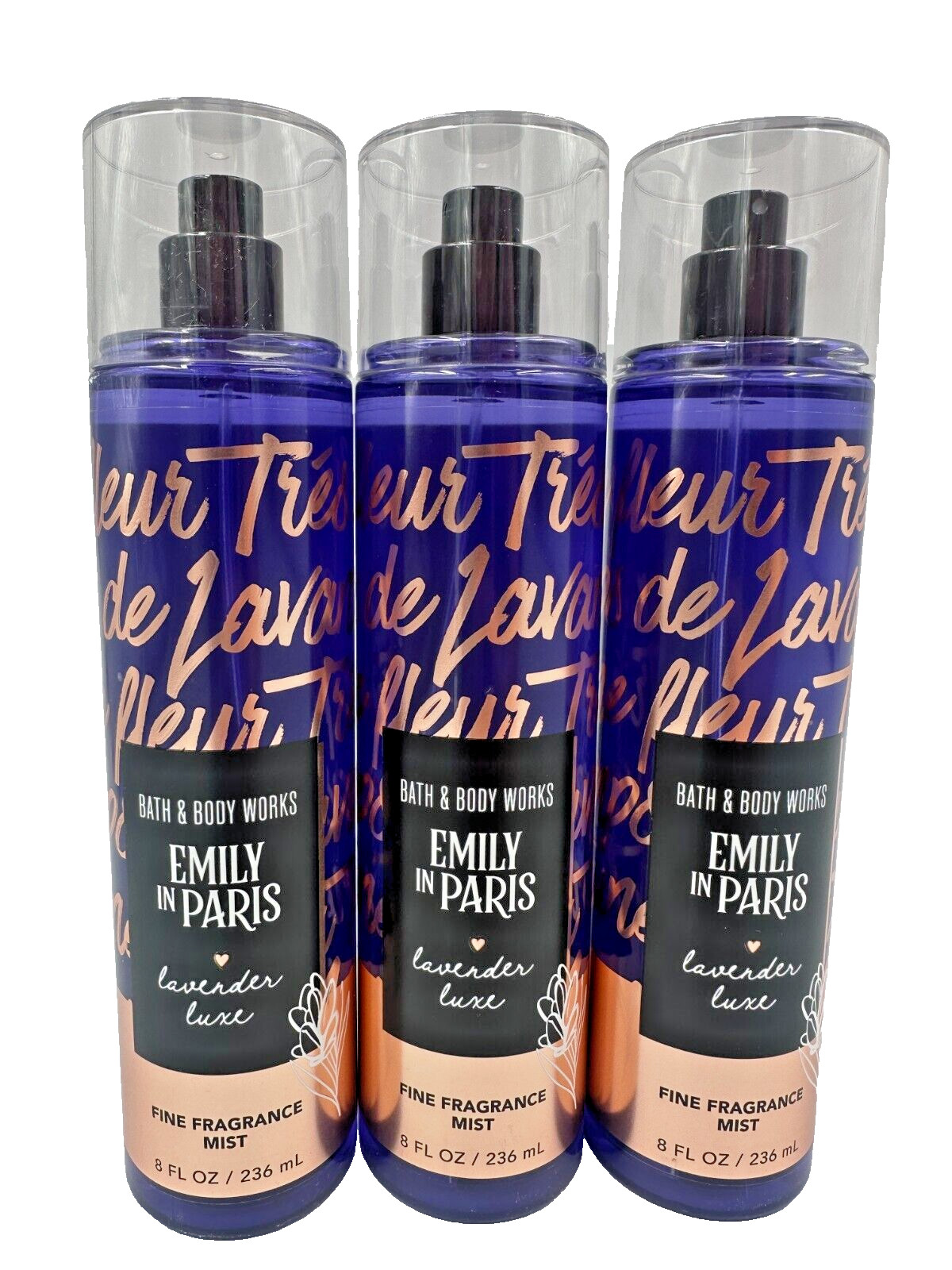 NEW Bath Body Works Lot 3 Emily In Paris Lavender Luxe Fragrance Mist Spray 8 oz