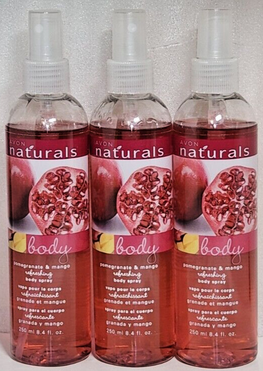 Avon Naturals POMEGRANATE & MANGO Refreshing Body Spray 8.4 fl. oz. LOT of 3