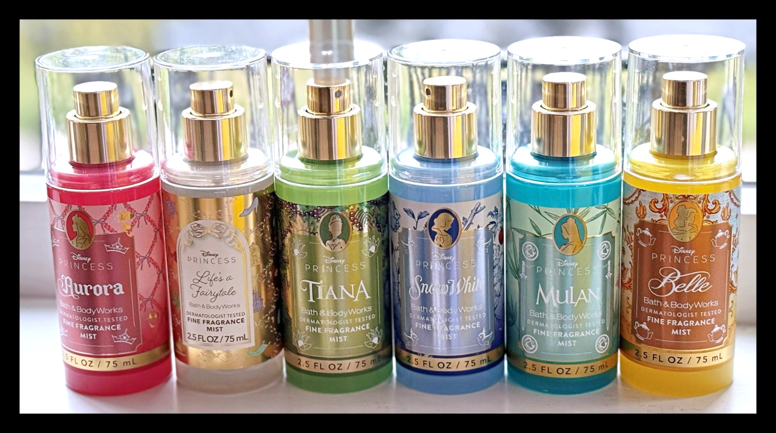 Bath & Body Works DISNEY PRINCESS Sampler 2.5oz Travel Fine Fragrance Mist x6