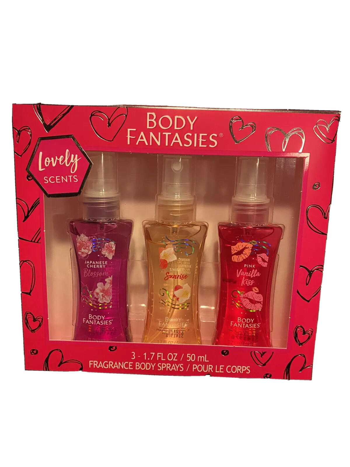Body Fantasies 1.7 Oz Each Classic Florals 3 Count Fragrance Body Spray