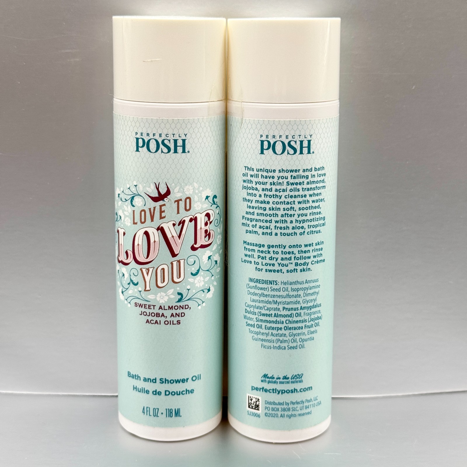 Lot of 2 Perfectly Posh LOVE TO LOVE YOU Bath & Shower Oil *SEALED*