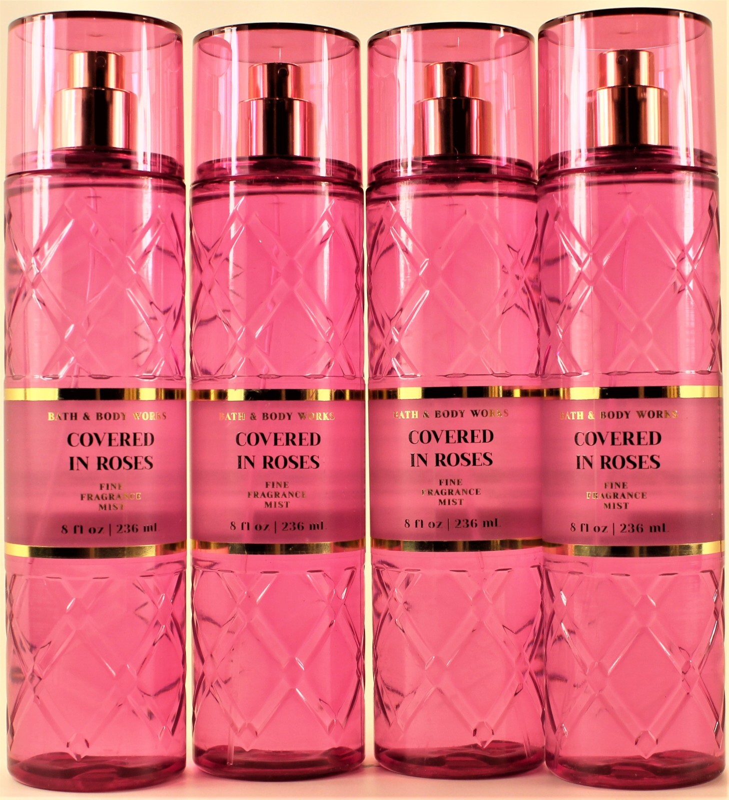 QTY 4 – Bath & Body Works COVERED IN ROSES Fine Fragrance Body Mist Spray 8Oz