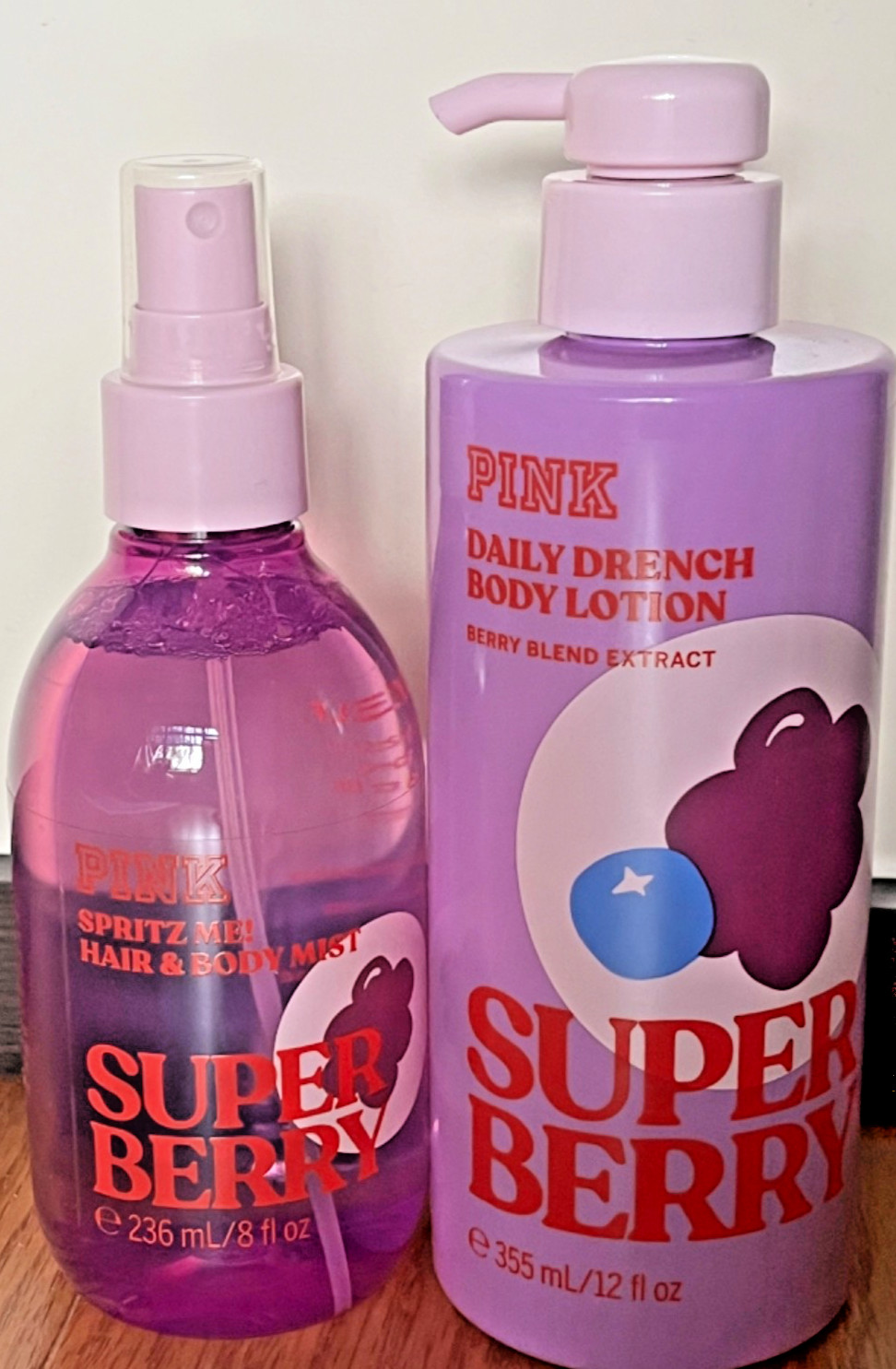 New Set of Victoria’s Secret Pink Super Berry Hair & Body Mist and Lotion