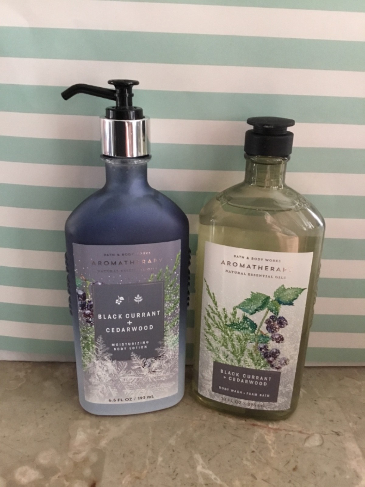 Bath & Body Works Black Currant + Cedarwood Lotion & Body wash foam bath pair