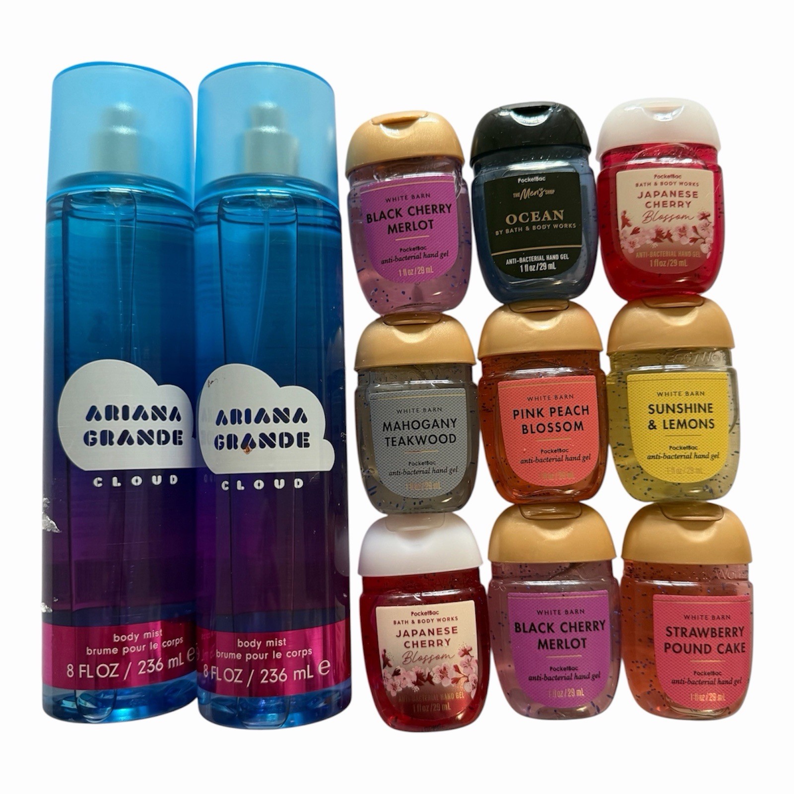 Ariana Grande Cloud Body Mist Set Of 2 + Bath Body Works Hand Sanitizers Lot 9
