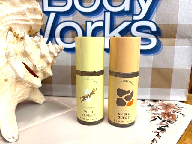 NEW! Bath & Body Works *WILD VANILLA* & *AMBER SUEDE* Mist-2.5 fl oz-QTY 2