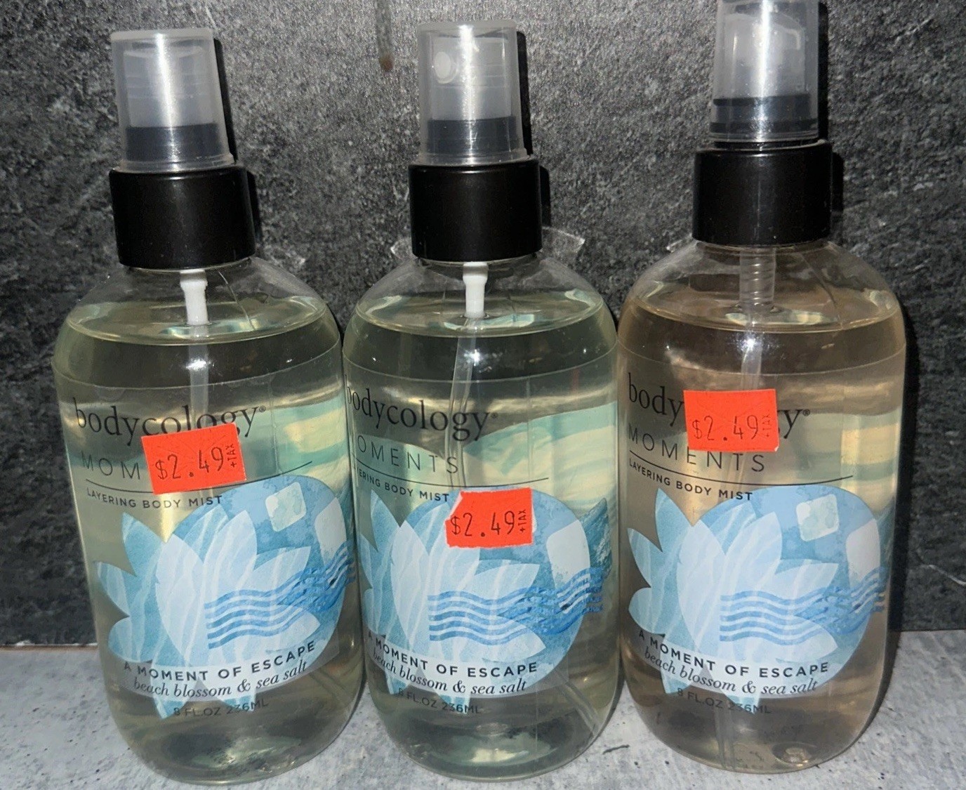3 Lot Bodycology Beach Blossom & Sea Salt Layering Body Mist Moment of Escape
