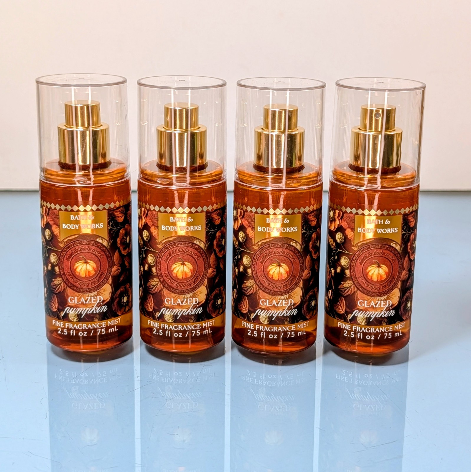 4x Lot GLAZED PUMPKIN Bath & Body Works Travel Size Fine Fragrance Mist 2.5oz