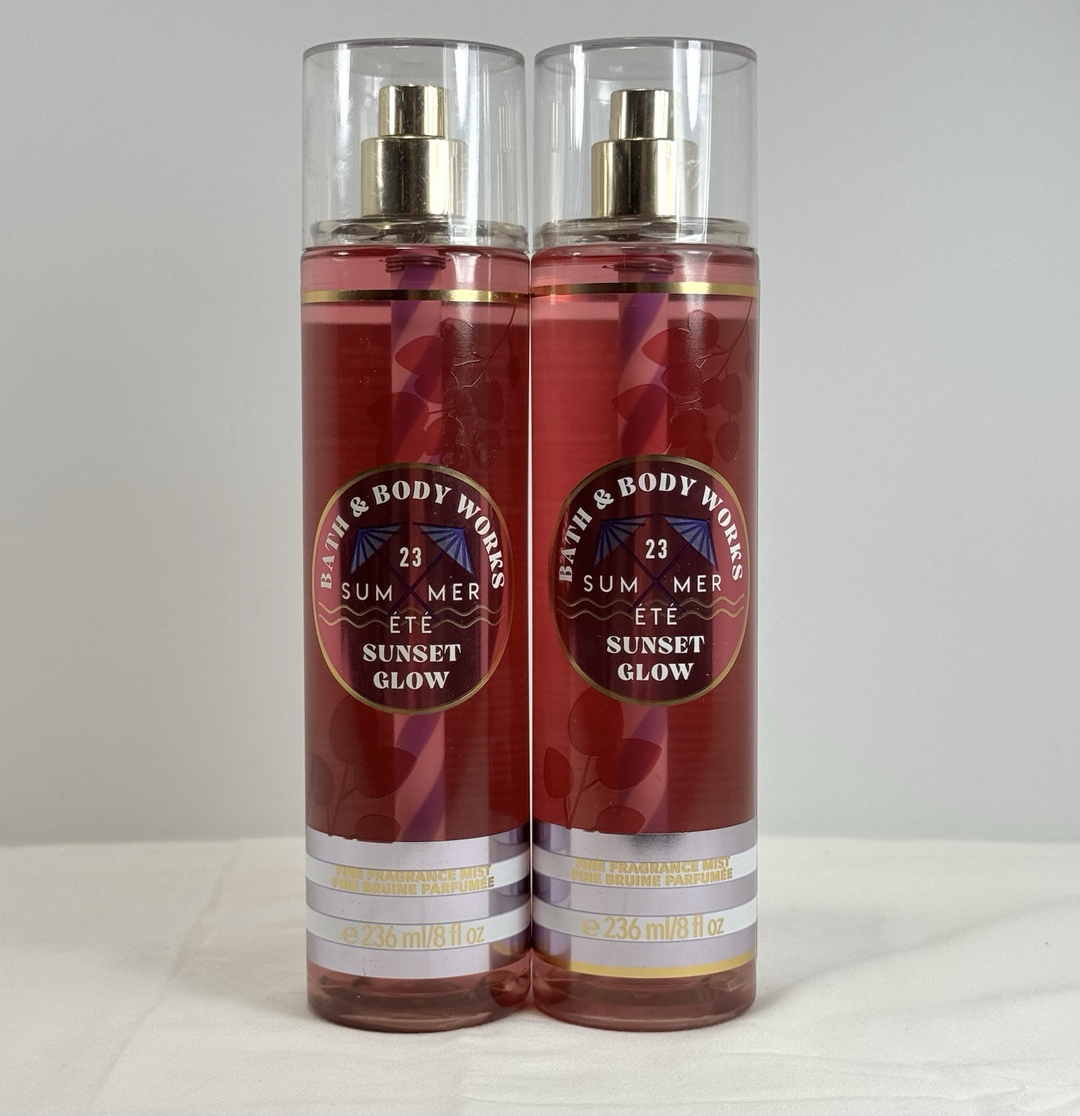 2 x Bath & Body Works SUNSET GLOW 23 Fragrance Mist Coconut Cherry Vanilla