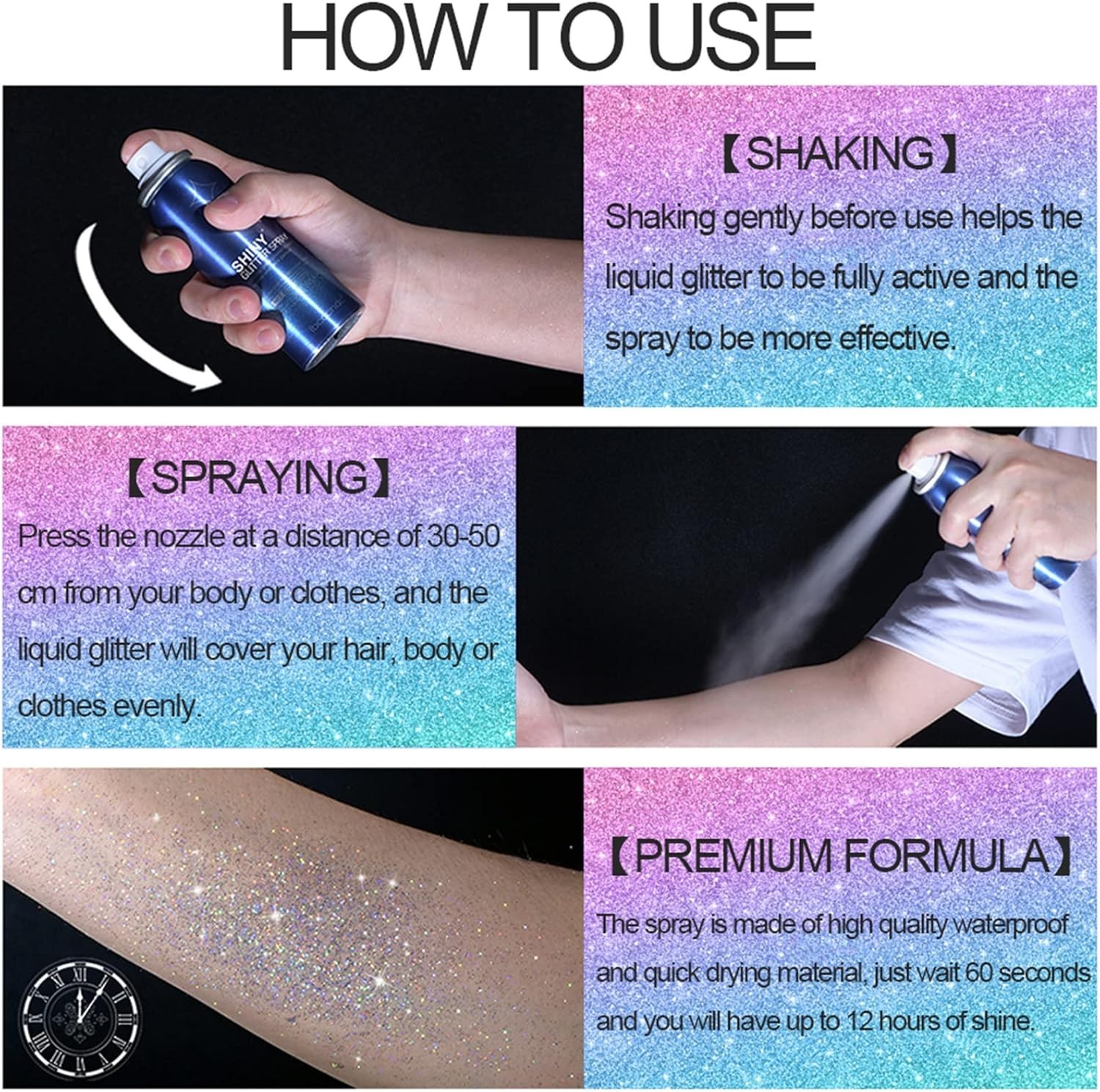 2oz Shiny Body Glitter Spray – Long Lasting Shimmer for Parties & Festivals