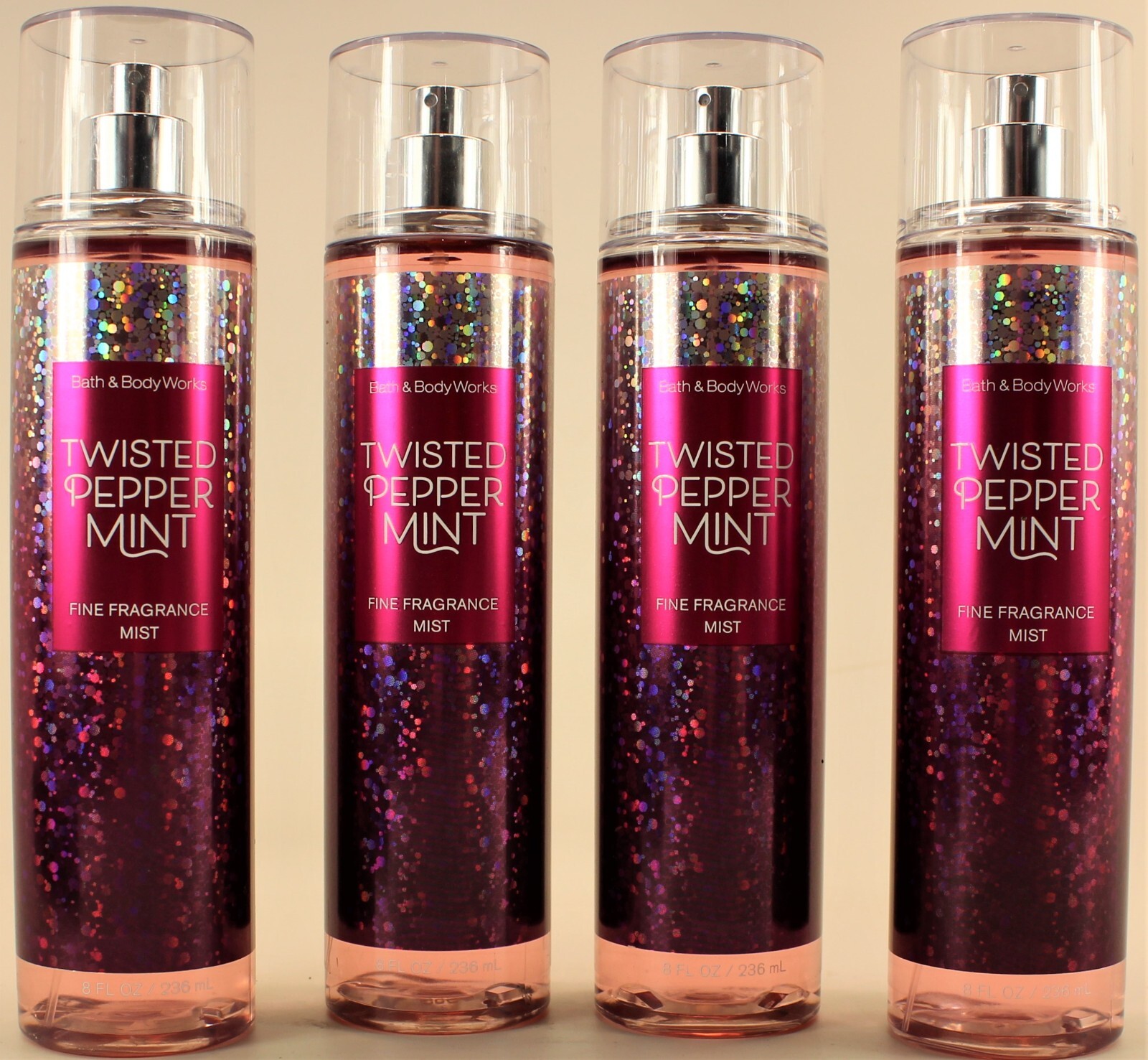 QTY 4 – Bath & Body Works TWISTED PEPPERMINT Fine Fragrance Body Mist Spray 8 Oz