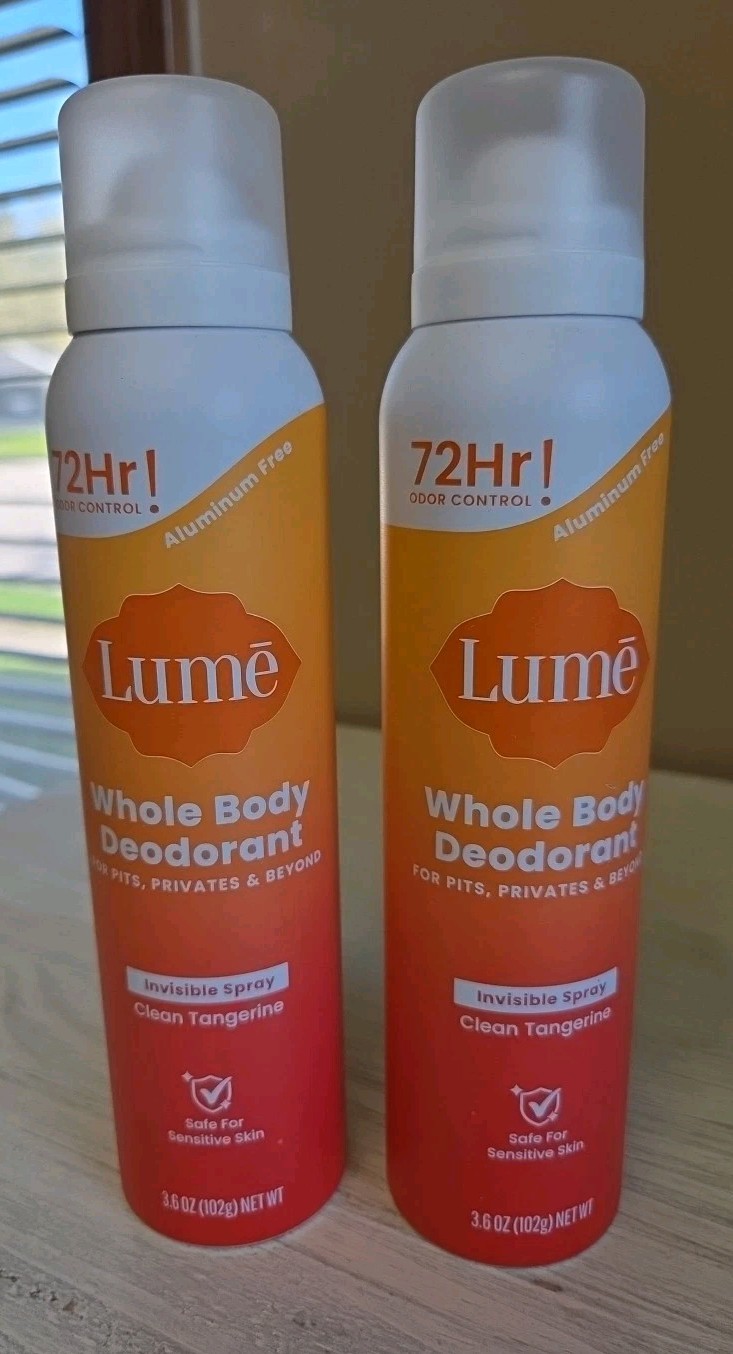 Lot Of 2 Lume Women’s Invisible Spray Deodorant Clean Tangerine Brand New
