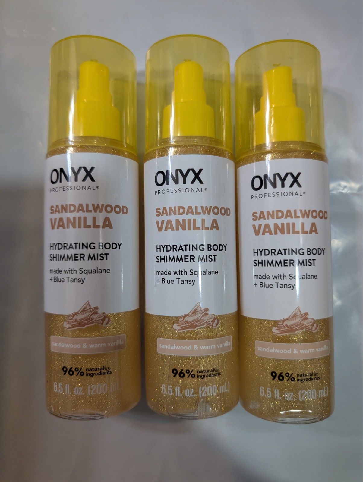 3 Hydrating Body Shimmer Mist, Sandalwood & Warm Vanilla, 6.5 fl oz (200 ml)