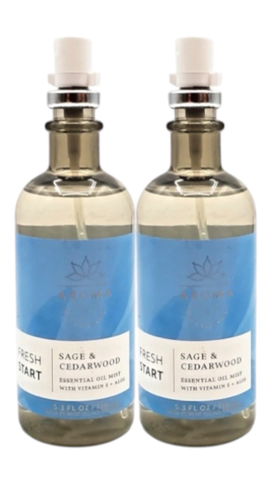 2 PACK BATH & BODY WORKS AROMA FRESH START SAGE & CEDARWOOD BODY SPRAY OIL MIST
