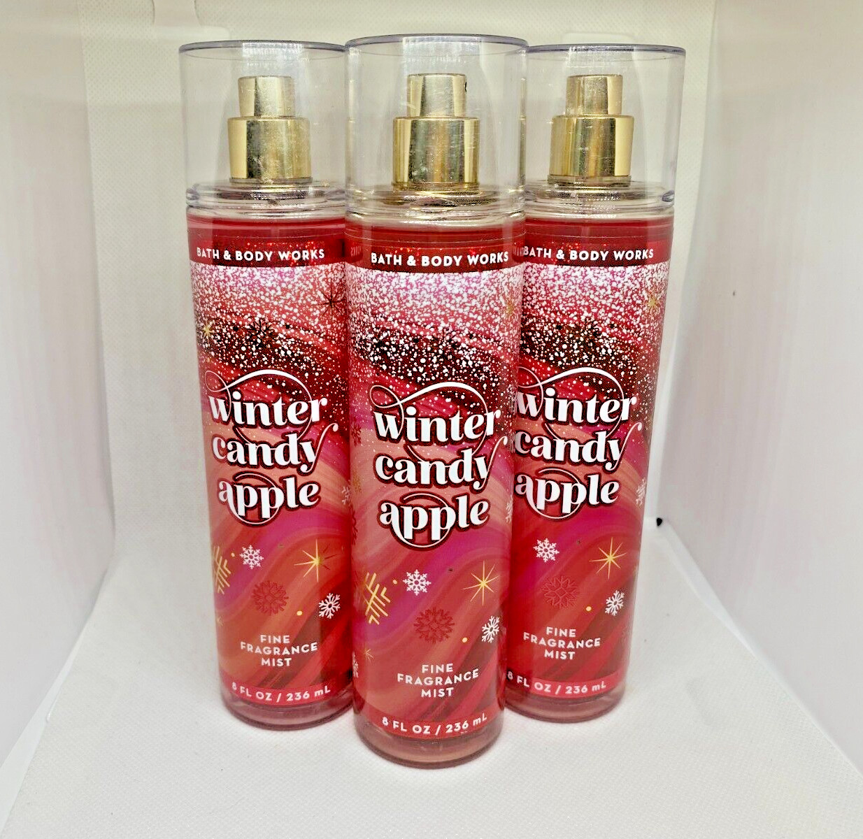 Bath and Body Works WINTER CANDY APPLE FINE FRAGRANCE MIST 8 FL OZ *SET OF 3*