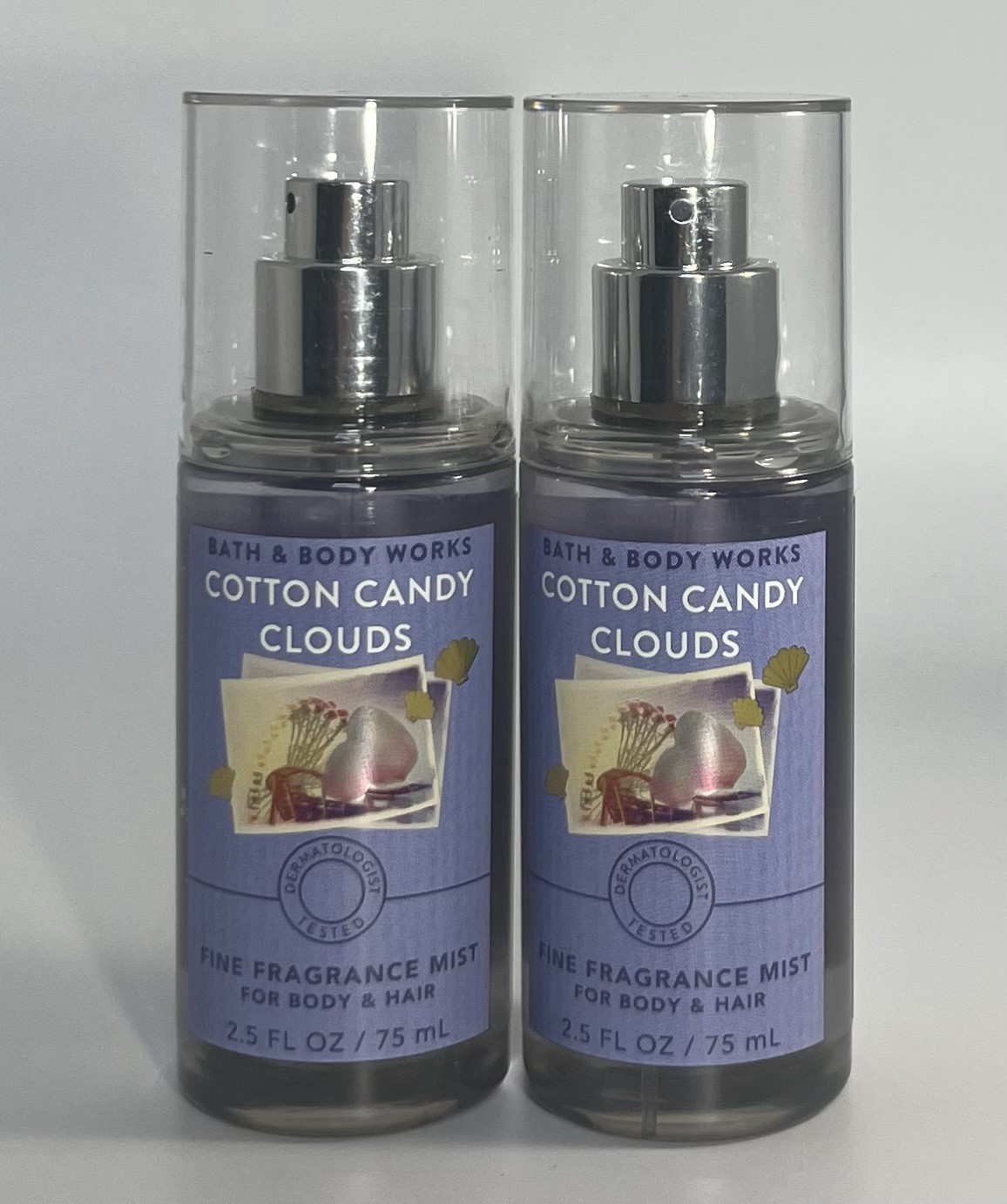 Bath & Body Works COTTON CANDY CLOUDS Travel Size Fragrance Mist 2Pc Set NEW