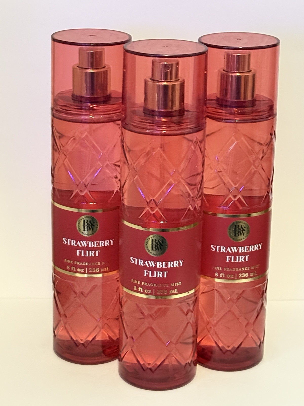 Bath & Body Works Strawberry Flirt Fine Fragrance Mist Set Of 3 New Discontinued