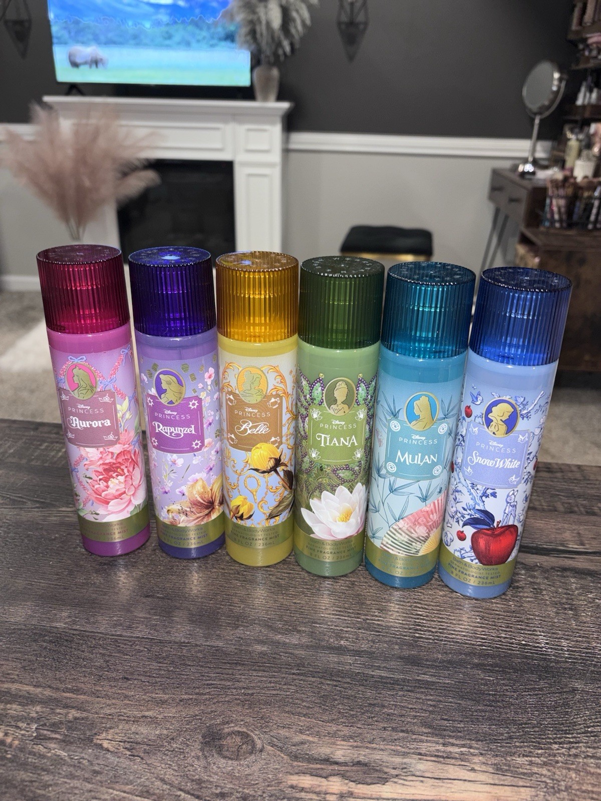 6 Bath & Body Works DISNEY PRINCESS Assorted Fine Fragrance Mist – 8 Oz Each