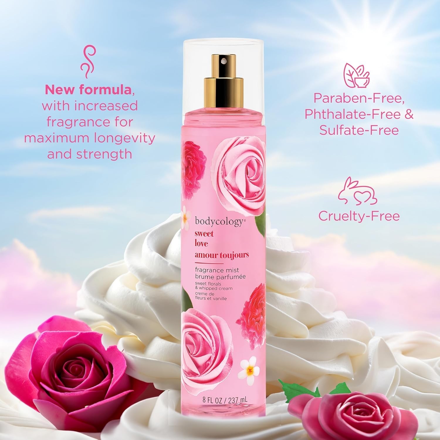 LONG-LASTING SWEET LOVE BODY MIST – FRUITY FLORAL SCENT, 8 FL OZ