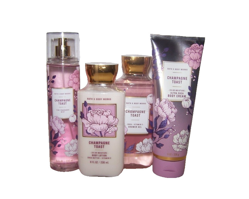 Bath & Body Works Champagne Toast 4 Piece Set – Lotion, Gel, Mist, Shea Cream