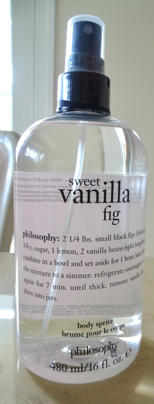 Philosophy Sweet Vanilla Fig Body Spritz Spray JUMBO 16 oz NEW with Sprayer
