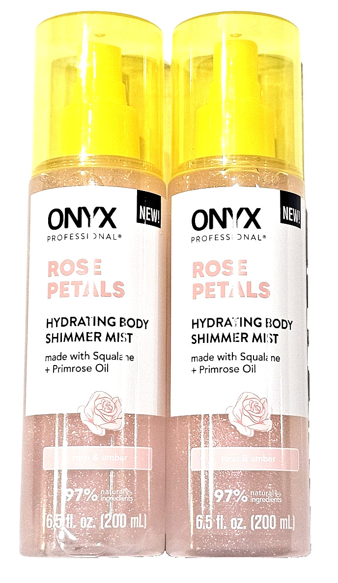 2 Pack ONYX Professional Rose Petals Hydrating Body Shimmer Mist 6.5oz