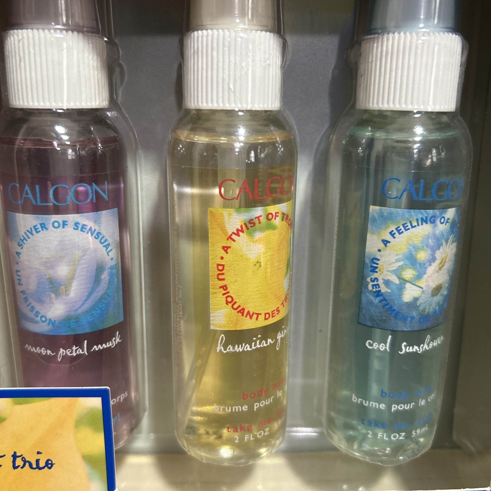 Calgon Body Mist Trio Set Hawaiian Ginger Moon Petal Musk Cool Sunshower Coty