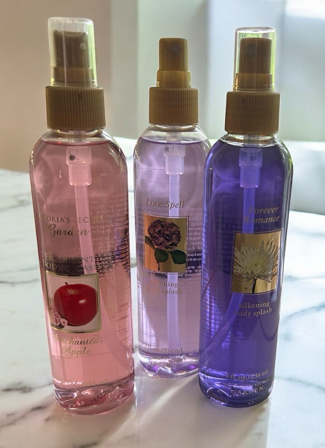 Victoria’s Secret Garden Silkening Body Spray 3 Piece Full Size 8 oz Per USA New