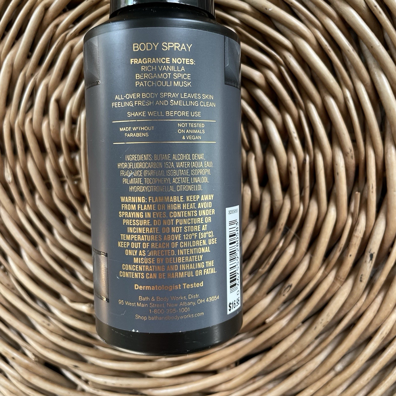 NEW! Bath & Body Works Vanilla Noir Men’s Body Spray 3.7oz Gym Bag Long Lasting