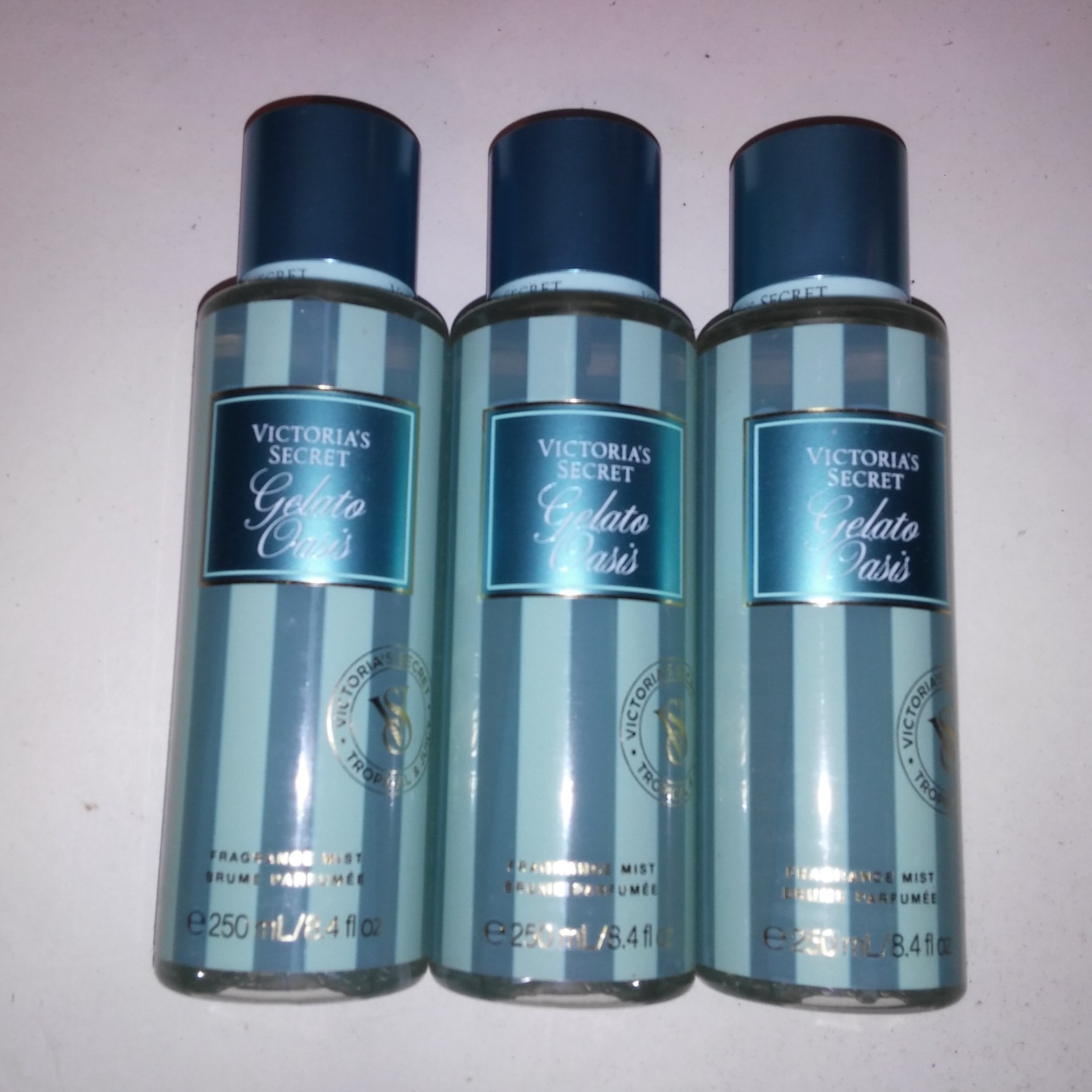 Set of 3 Victoria Secret Fragrance Mist Body Spray Gelato Oasis Full Size New
