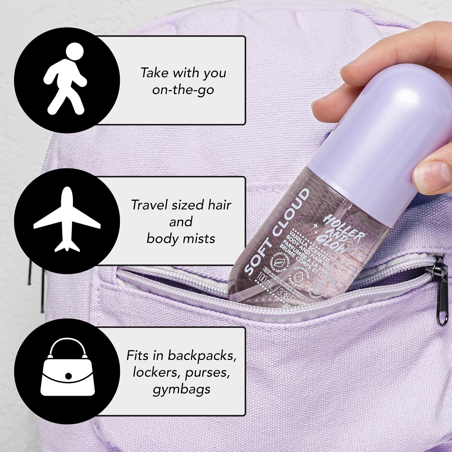 Holler And Glow Soft Cloud Body Mist – All-Natural, Sweet Water-Based Perfume
