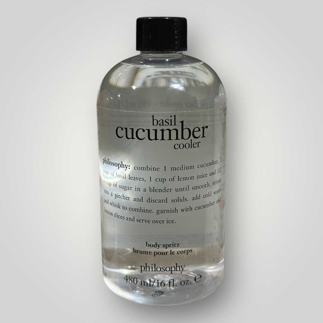 Philosophy Basil Cucumber Cooler Body Spritz Fragrance Spray 16 oz Sealed+Spray