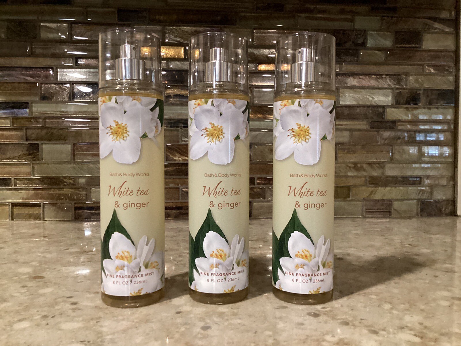 Bath & Body Works ~ WHITE TEA & and GINGER ~ Mist 8 fl oz ~ Lot of 3 ~
