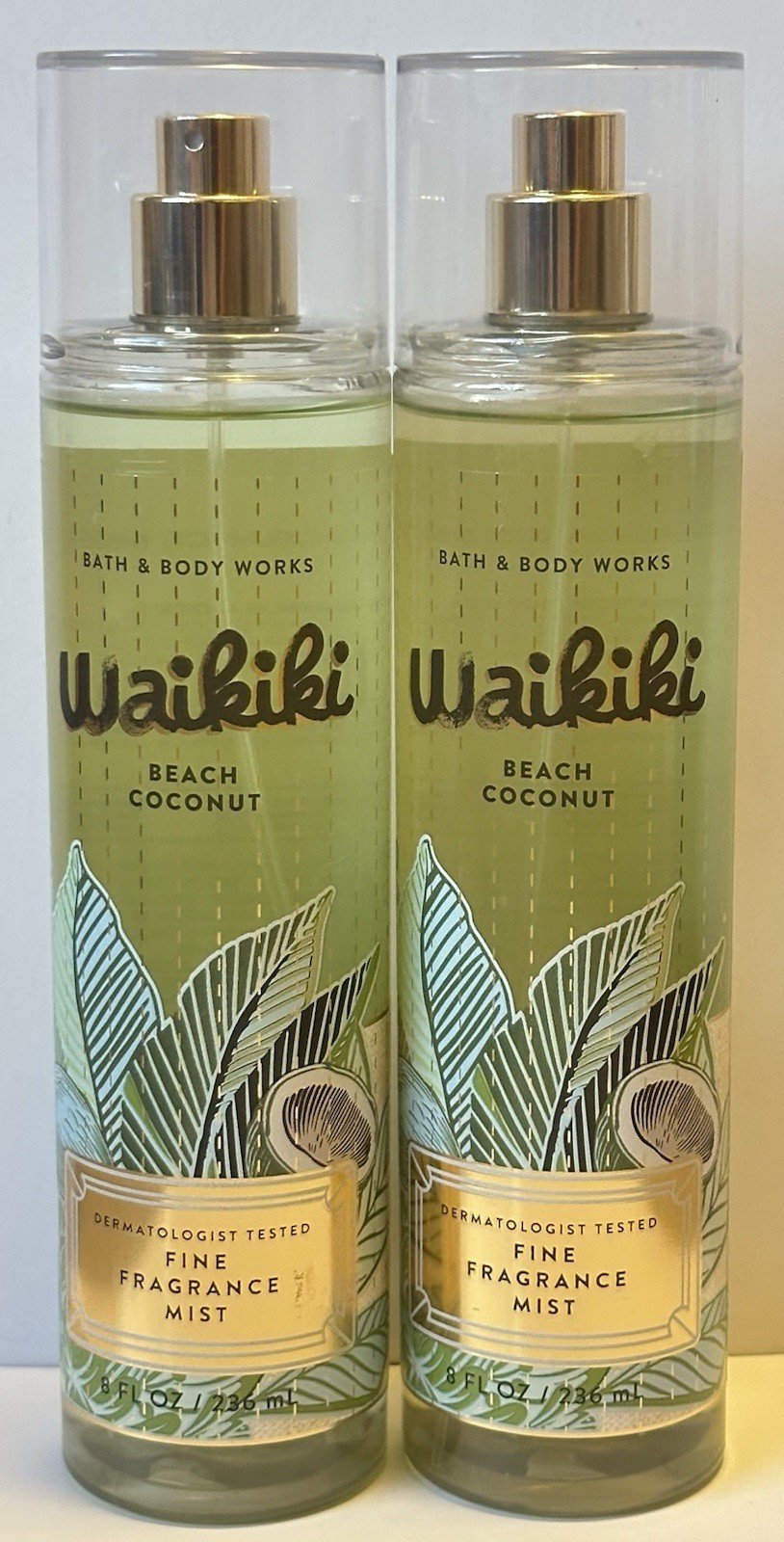 Bath Body Works Waikiki Beach Coconut Fragrance Body Mist Spray 2 Bottles New
