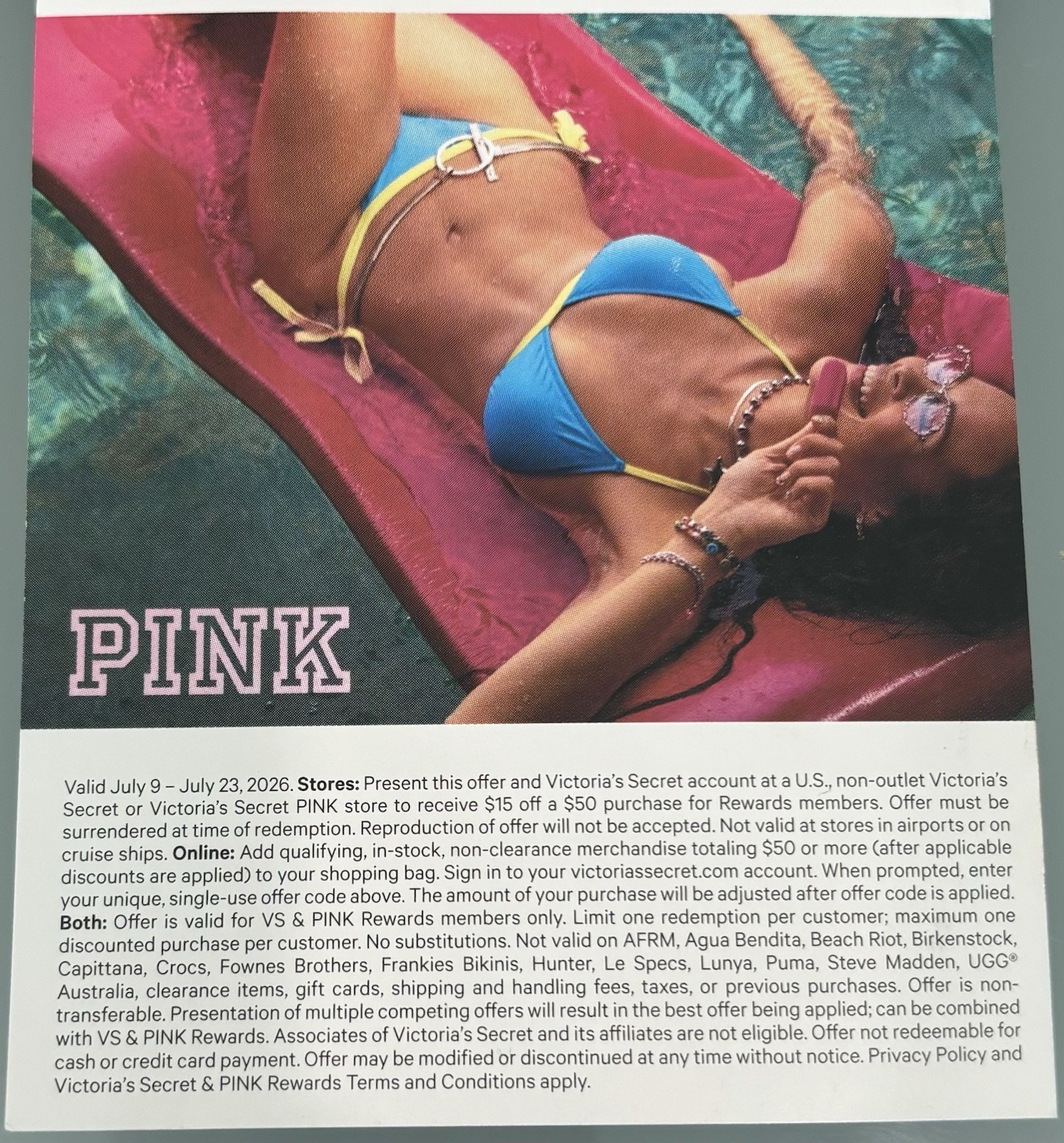 Victoria Secret $15 Off $50 Purchase DIGITAL Code Valid – 7/9- 7/23 Lot Of 10