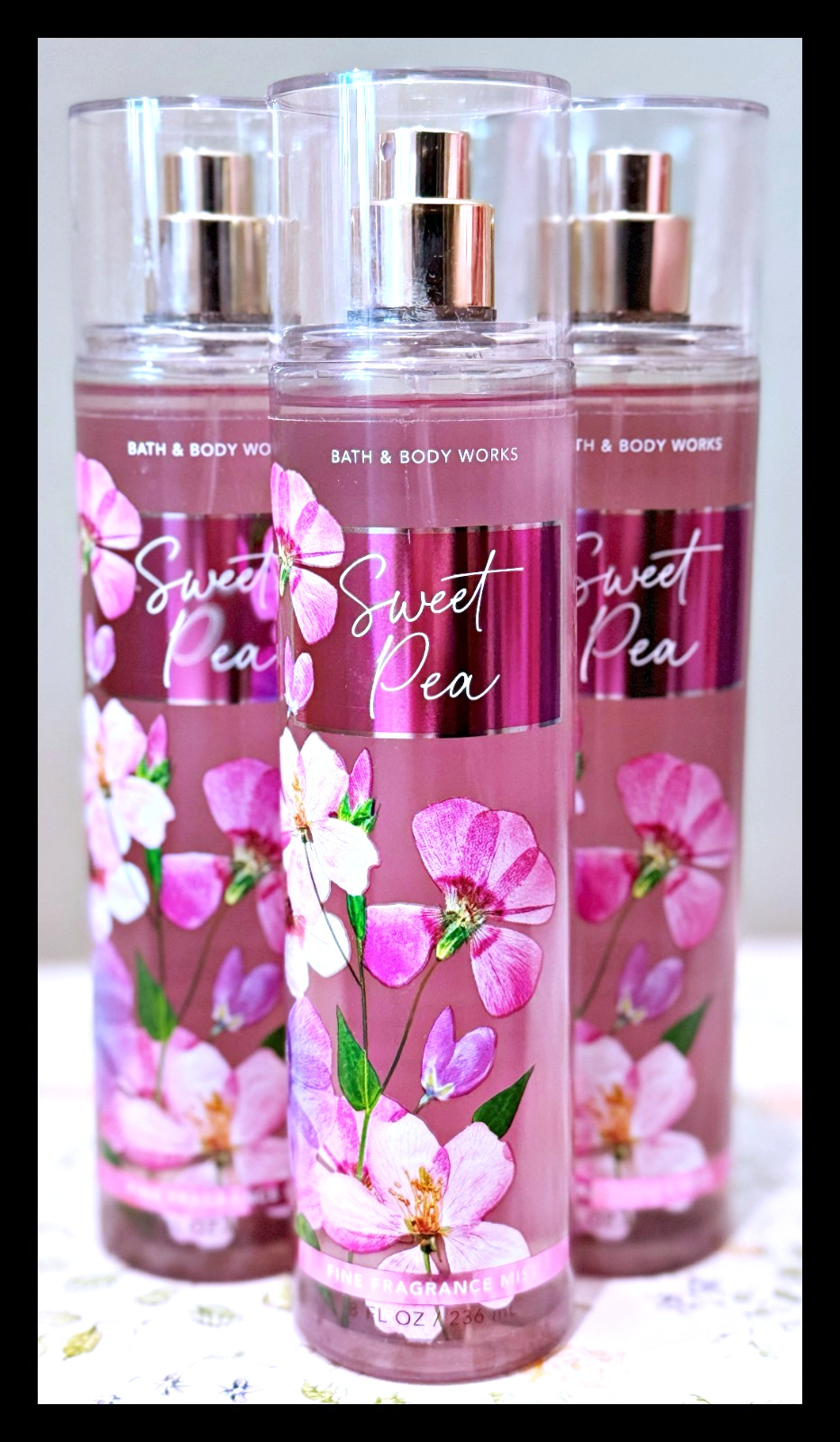 Bath & Body Works Sweet Pea 8 fl oz Fine Fragrance Mist Spray x3