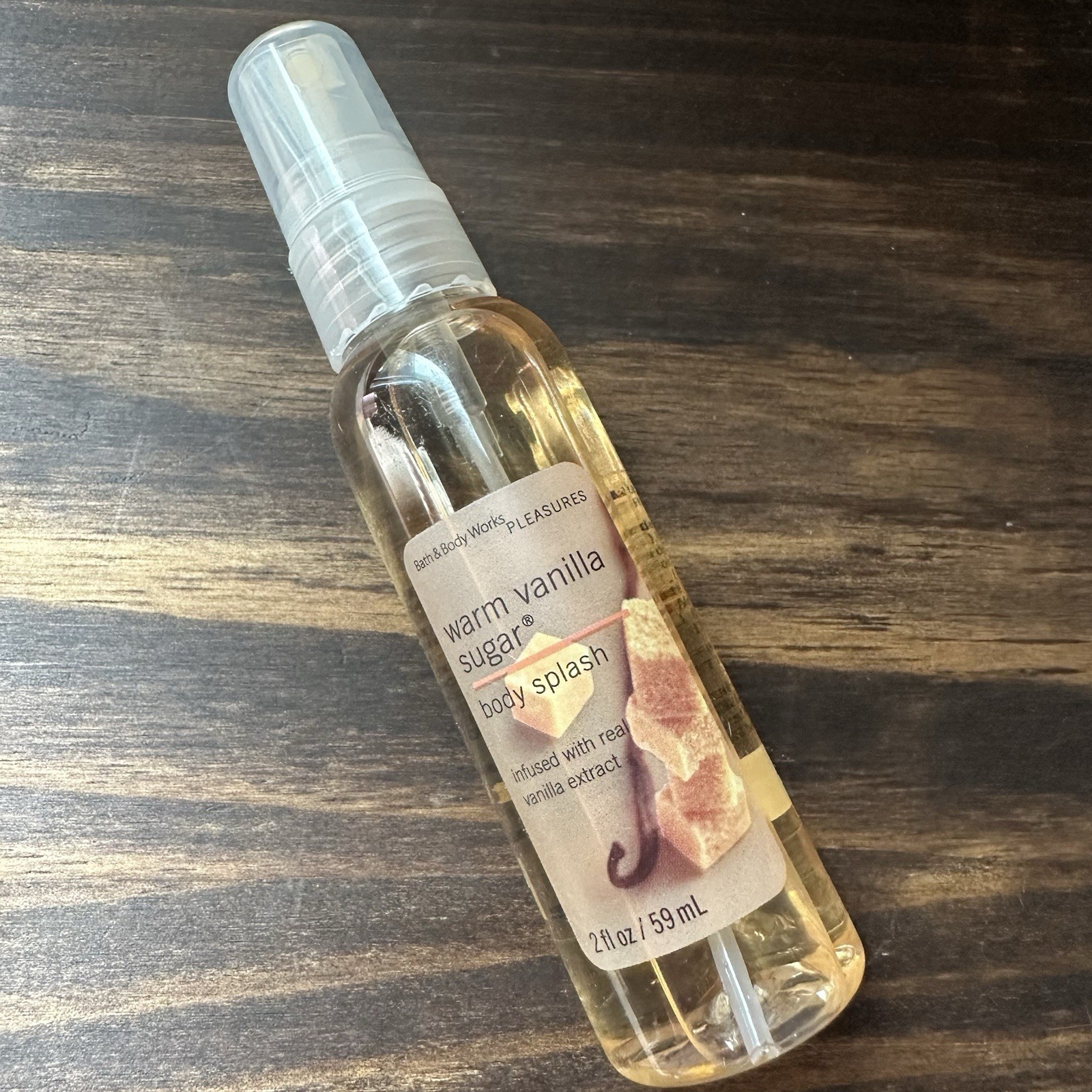 Bath & Body Works Pleasures Warm Vanilla Sugar Body Splash 2 oz Travel Size Vtg