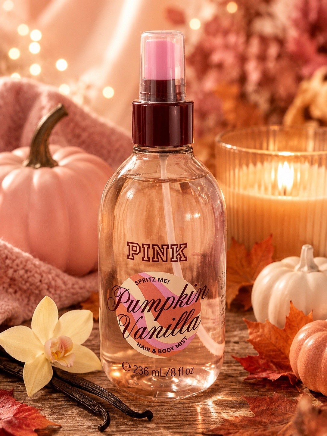 victoria secret Pink Pumpkin Vanilla Fragrance Mist Body Spray Splash New