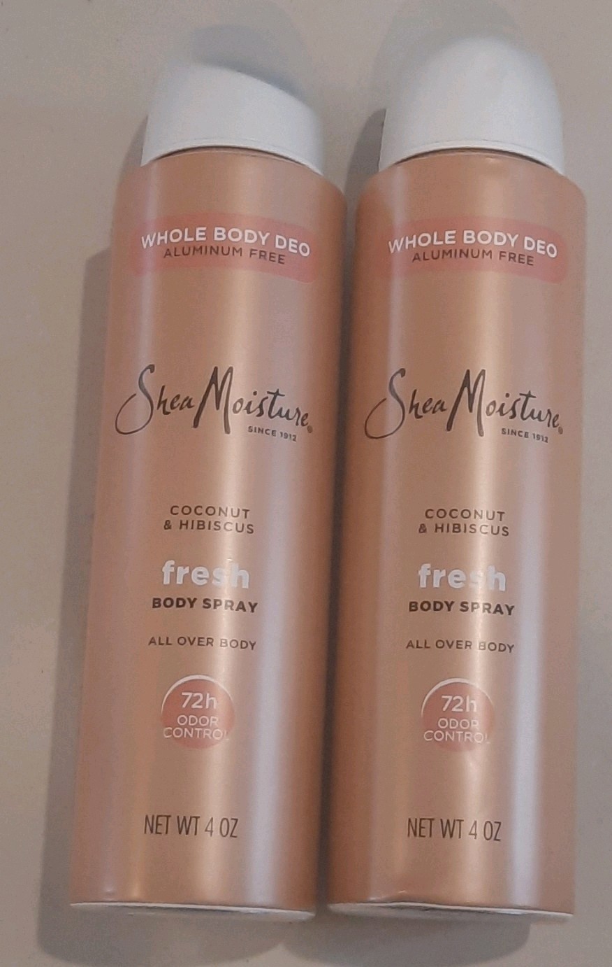 2 Count SheaMoisture Whole Body Spray Aluminum-Free Coconut & Hibiscus 4 oz