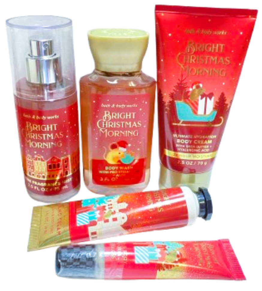 Bath & Body Works 5 pc BRIGHT CHRISTMAS MORNING Travel Size FREE Ship