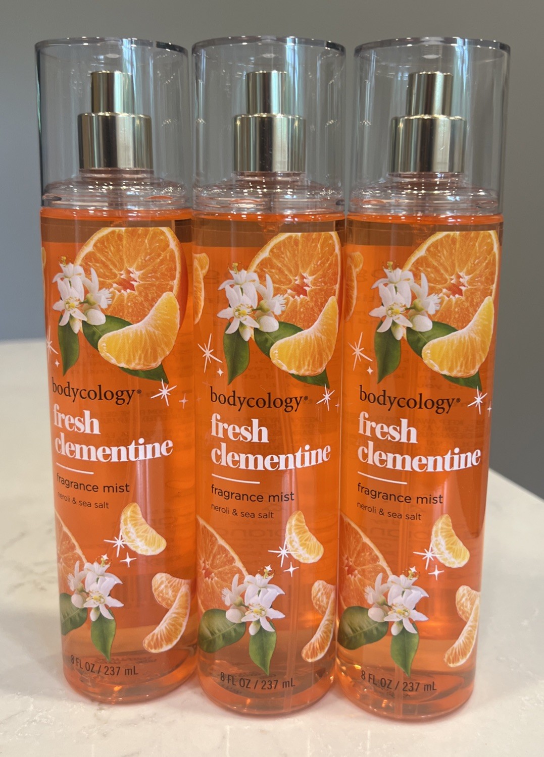 3 Pack Bodycology Fresh Clementine Fragrance Mist Neroli & Sea Salt 8oz
