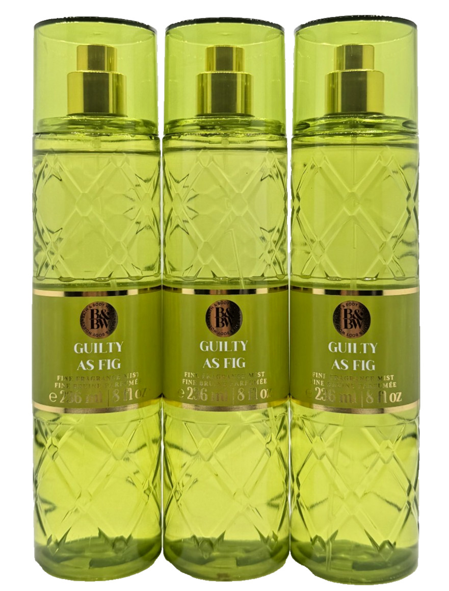 NEW Bath & Body Works Lot of 3 Bottles Guilty As Fig Fragrance Mist Spray 8 oz