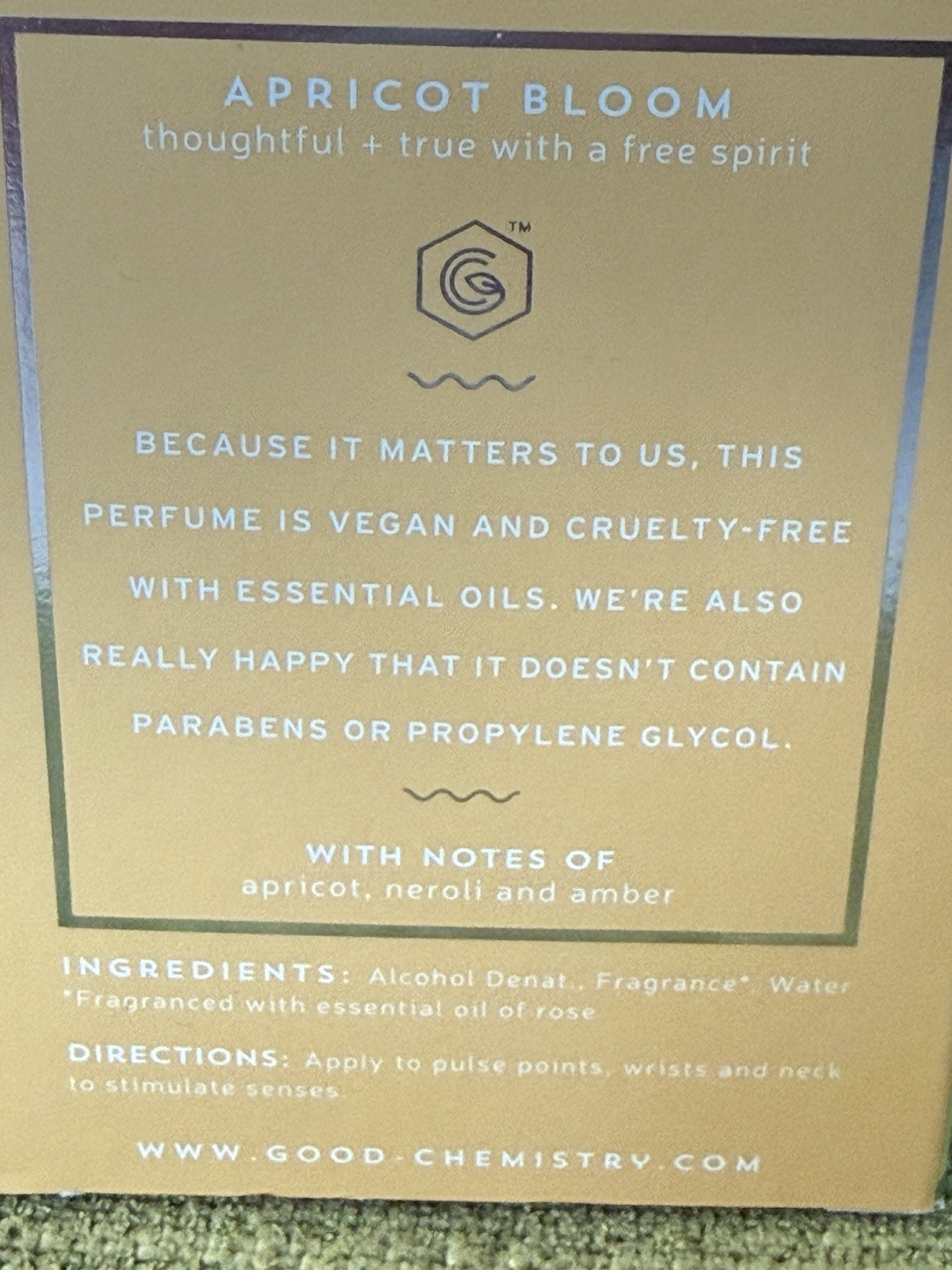 HTF!! New Good Chemistry Apricot Bloom Perfume VEGAN 1.7 Oz *COLLECTIBLE !!*