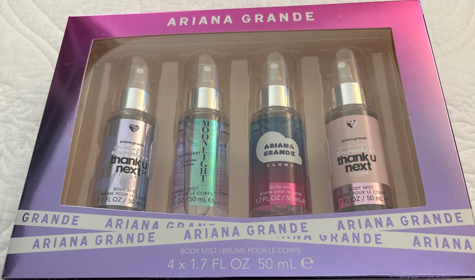 4PC Body Spray Set 1.7 OZ Thank U Next 2.0, Moonlight, Cloud,Thank U,next